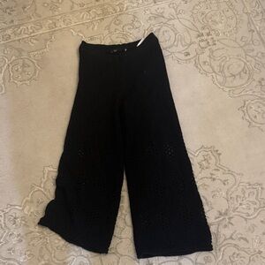 Zara Black Crocheted Wide-Leg Pants